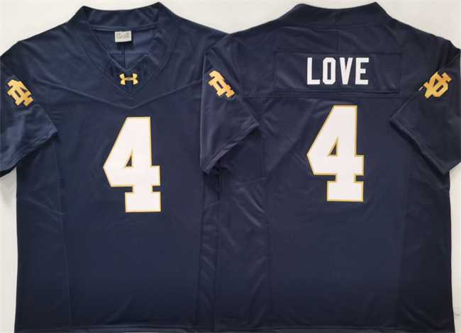 Men%27s Notre Dame Fighting Irish #4 Jeremiyah Love Navy 2024 F.U.S.E. Limited Stitched Jersey